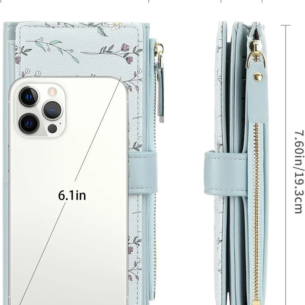 Women's Faux Leather RFID Wallet Trifold Large Capacity Organizer Floral